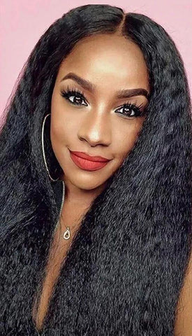 HD 13 x 4 250% Density Lace Front wig Kinky Straight