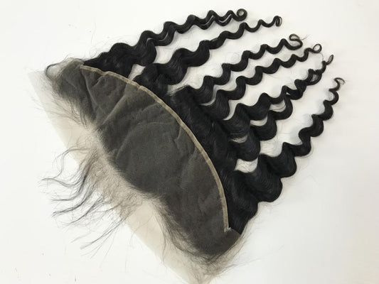 Single Donor 13x6 Medium Brown Lace Frontal with Transparent Light Lace Loose Deep