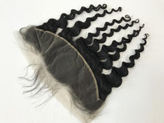 Single Donor 13x6 Medium Brown Lace Frontal with Transparent Light Lace Loose Deep