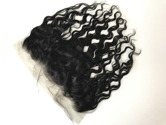Single Donor 13x6 Medium Brown Lace Frontal with Transparent Light Lace Water Wave