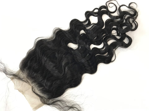4x4 Single Donor Normal Transparent light/Medium Brown Closure Water Wave