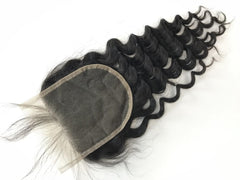 4x4 Single Donor Normal Transparent light/Medium Brown Closure Deep Wave