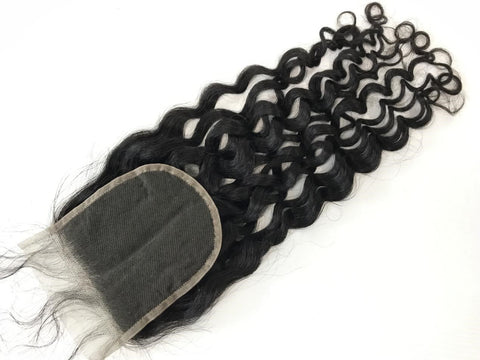 5x5 Single Donor Medium Brown/Transparent lace closure Curly