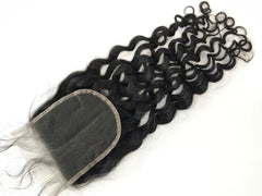 5x5 Single Donor Medium Brown/Transparent lace closure Curly