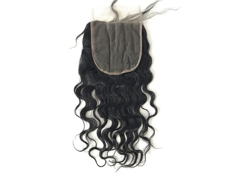 5x5 Single Donor Medium Brown/Transparent lace closure Natural Wave