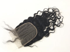 5x5 Single Donor Medium Brown/Transparent lace closure Natural Wave
