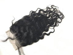 5x5 Single Donor Medium Brown/Transparent lace closure Natural Wave