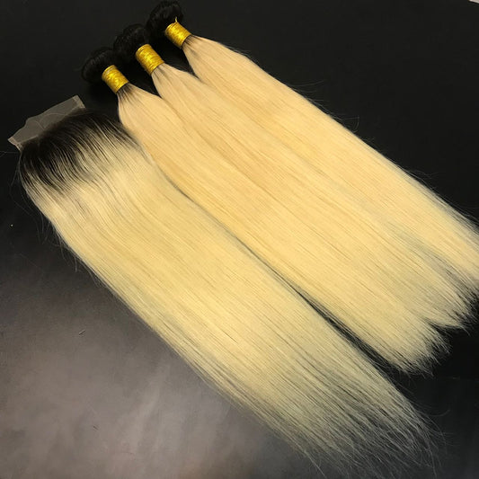 Single Donor 1B/613 Blonde Virgin Hair bundle Malaysian & Brazilian Straight