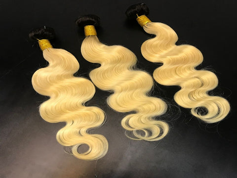 Single Donor 1B/613 Blonde Virgin Hair bundle Malaysian & Brazilian Body Wave