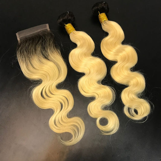 Single Donor 1B/613 Blonde Virgin Hair bundle Malaysian & Brazilian Body Wave
