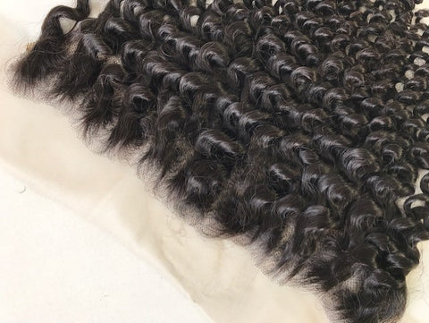 13x4 Single Donor Normal Trans Light / medium brown Kinky Curl